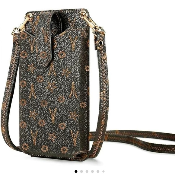 Brown Patterned Crossbody mobile phone card, Crossbody bag new in box - Picture 1 of 11